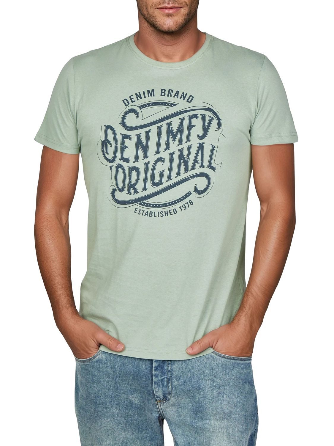 DENIMFY T-Shirt Herren Printshirt DFNuri Regular Fit (Vorteilspack, 4-tlg) Kurzarm Tee Shirt mit Rundhalsausschnitt aus 100% Baumwolle – Bild 4 von 5