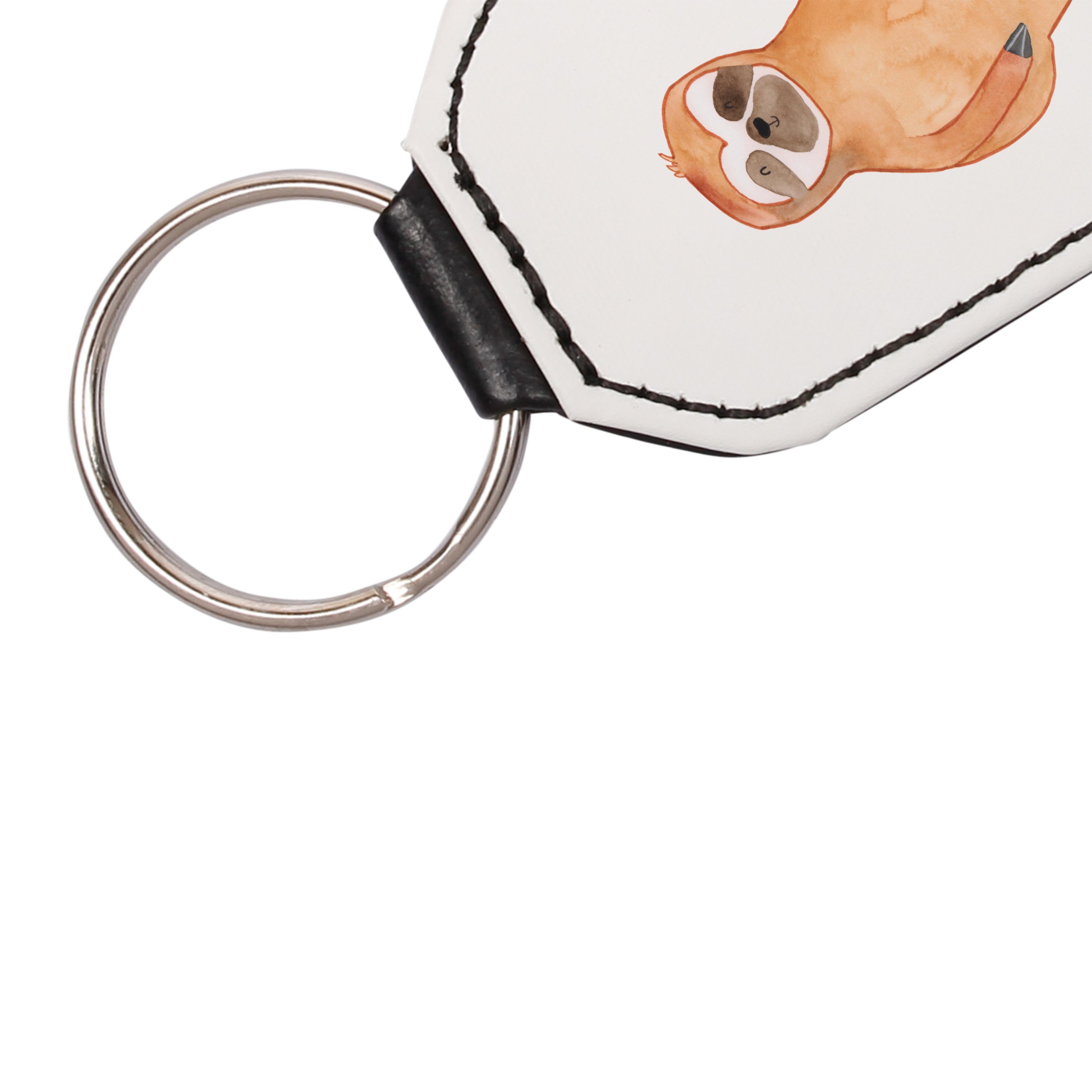 Mr. & - Geschenk, Faultier Zufrieden - Schlüsselanhänger Panda Weiß (1-tlg) Schlüsselanhänger, Schutzengel, Mrs
