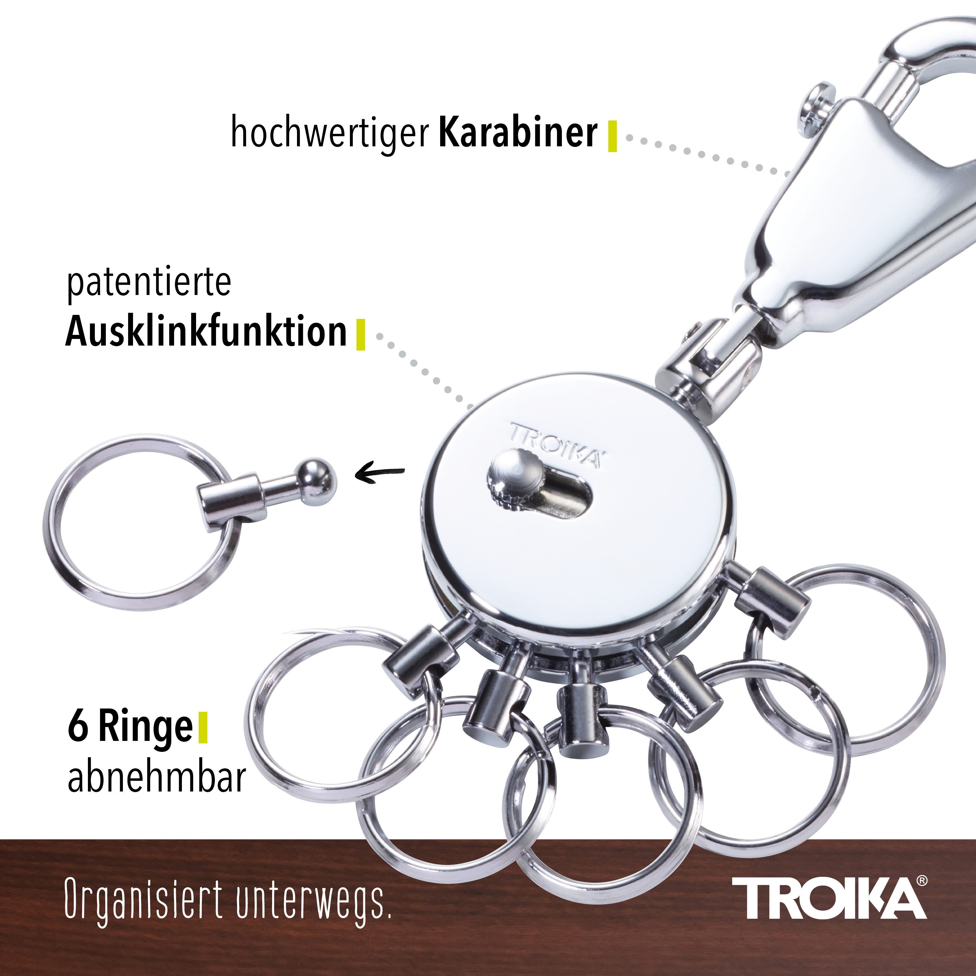TROIKA Schlüsselanhänger Volkswagen, Offiziell lizensierte VW Schlüsselanhänger, 4 Ausführungen (1-tlg., exklusives Lizenzprodukt), mit Leder, Metall oder Karab – Bild 2 von 5