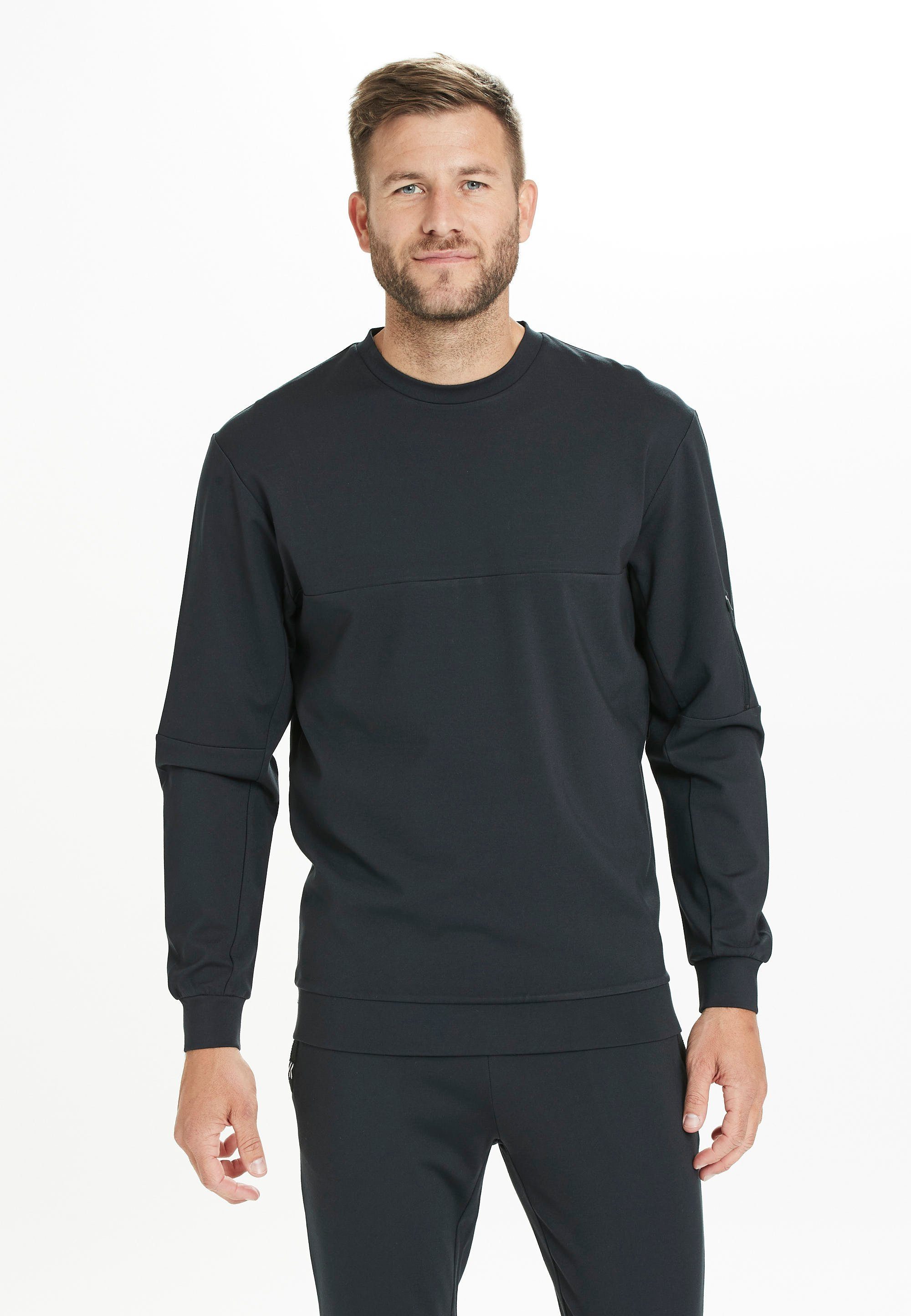 Virtus M praktischer Neck Ärmeltasche Leislon schwarz Crew mit Sweatshirt
