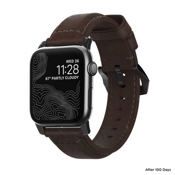 Nomad Smartwatch-Armband Nomad Traditional Strap Leather Brown Connector 40/38 mm - Schwarz