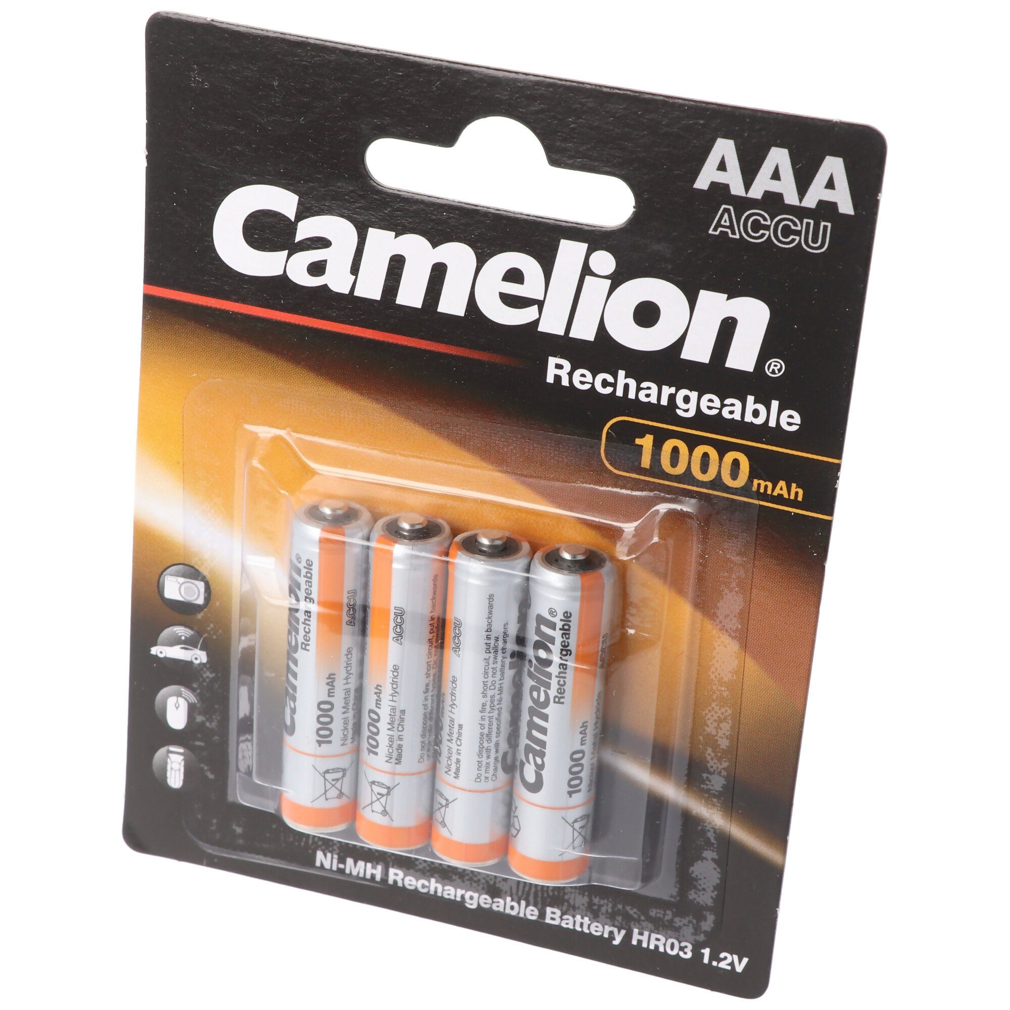 Camelion Camelion AAA, Micro, LR03, HR04, NiMH Akku mit bis zu 1000mAh, 4er Bl Akku 1000 mAh (1,2 V)