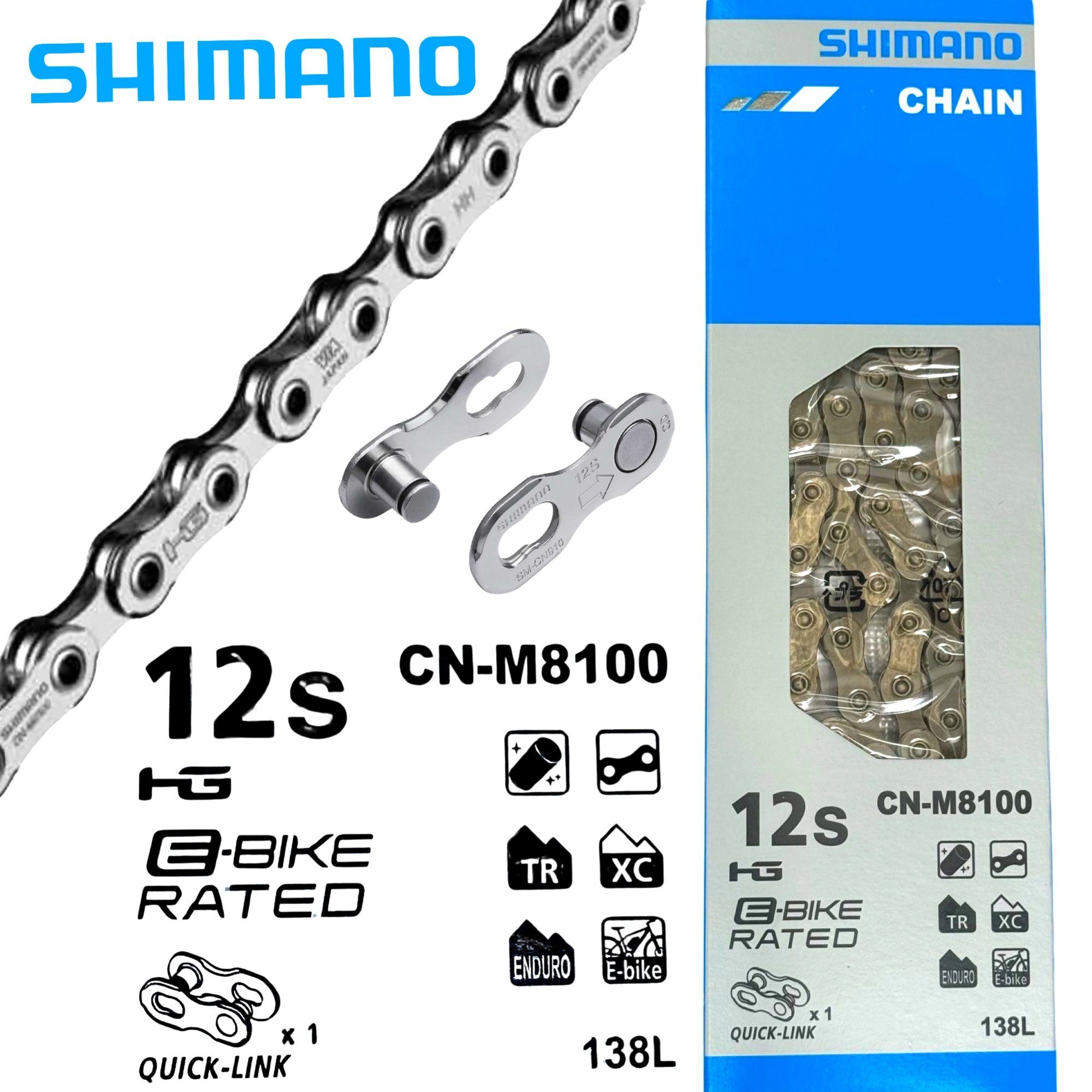 Shimano Fahrradkurbel Shimano Fahrrad Kette XT Ebike Ultegra CN-M8100 138 Glieder 12-fach