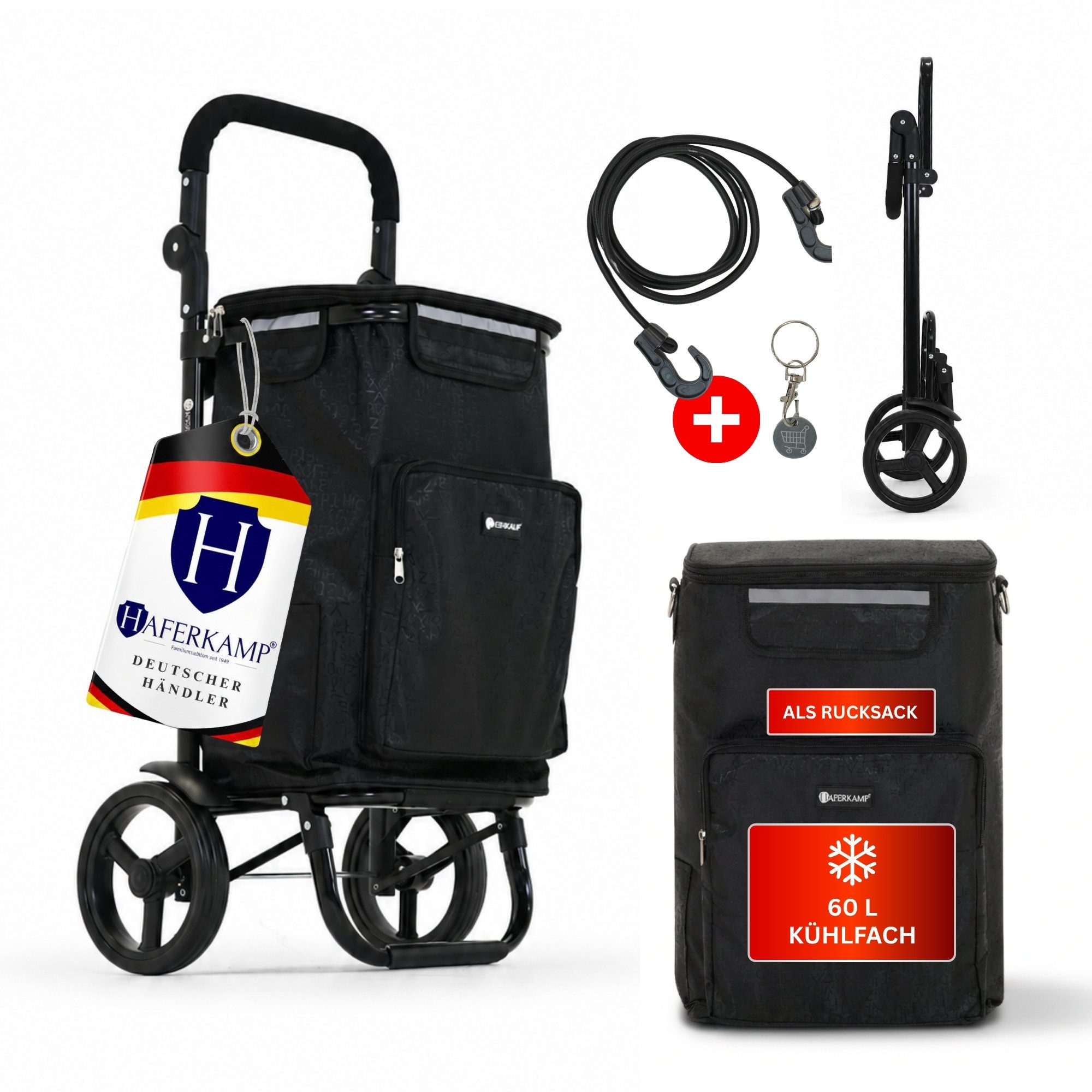 PROREGAL® Einkaufstrolley Klappbarer Einkaufstrolley TRAGINO 3-in1 Einkaufswagen