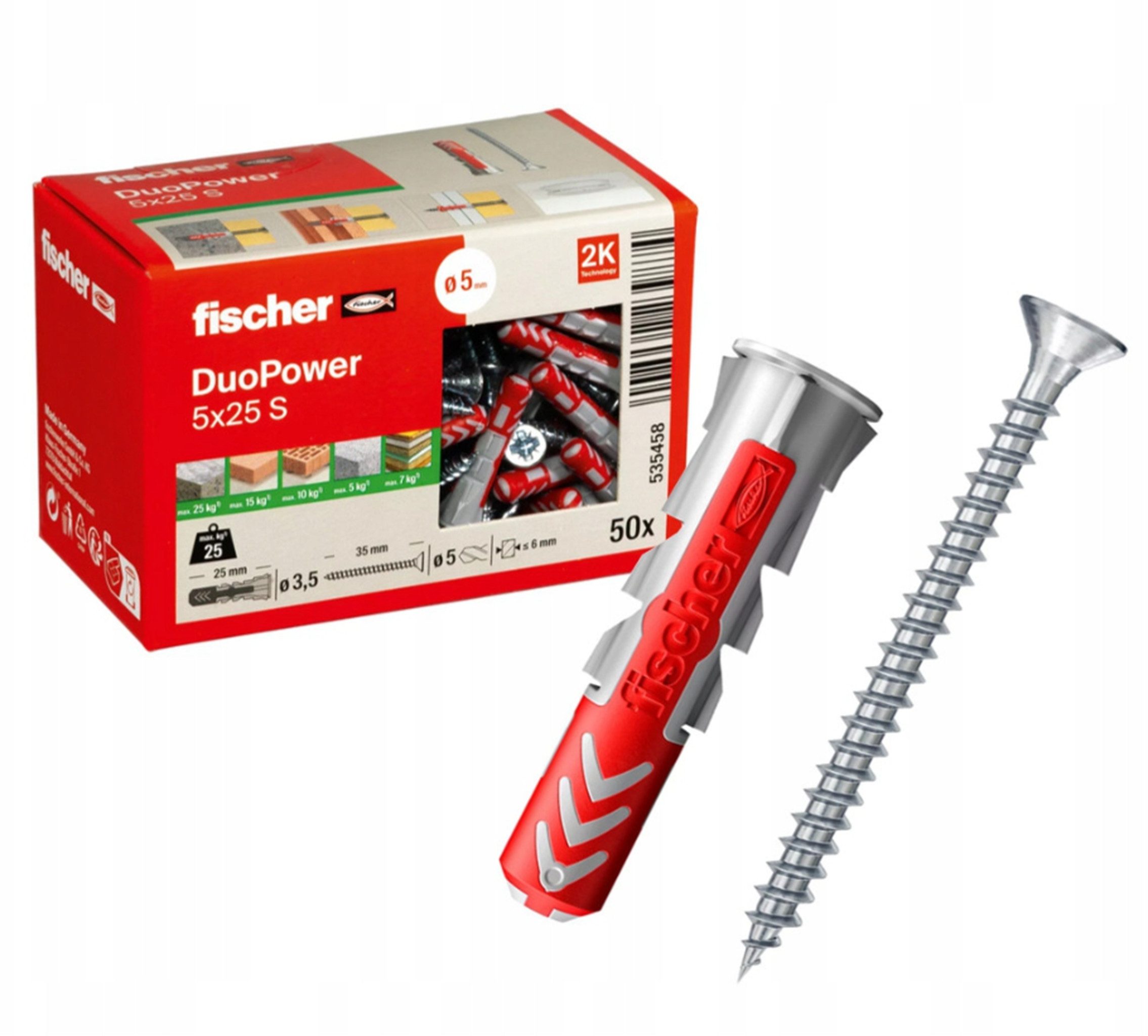 fischer Schrauben- und Dübel-Set DUOPOWER Universaldübel Allzweckdübel mit Schraube