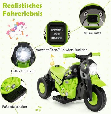 KOMFOTTEU Elektro-Kinderauto, mit Musiktasten, LED Scheinwerfern