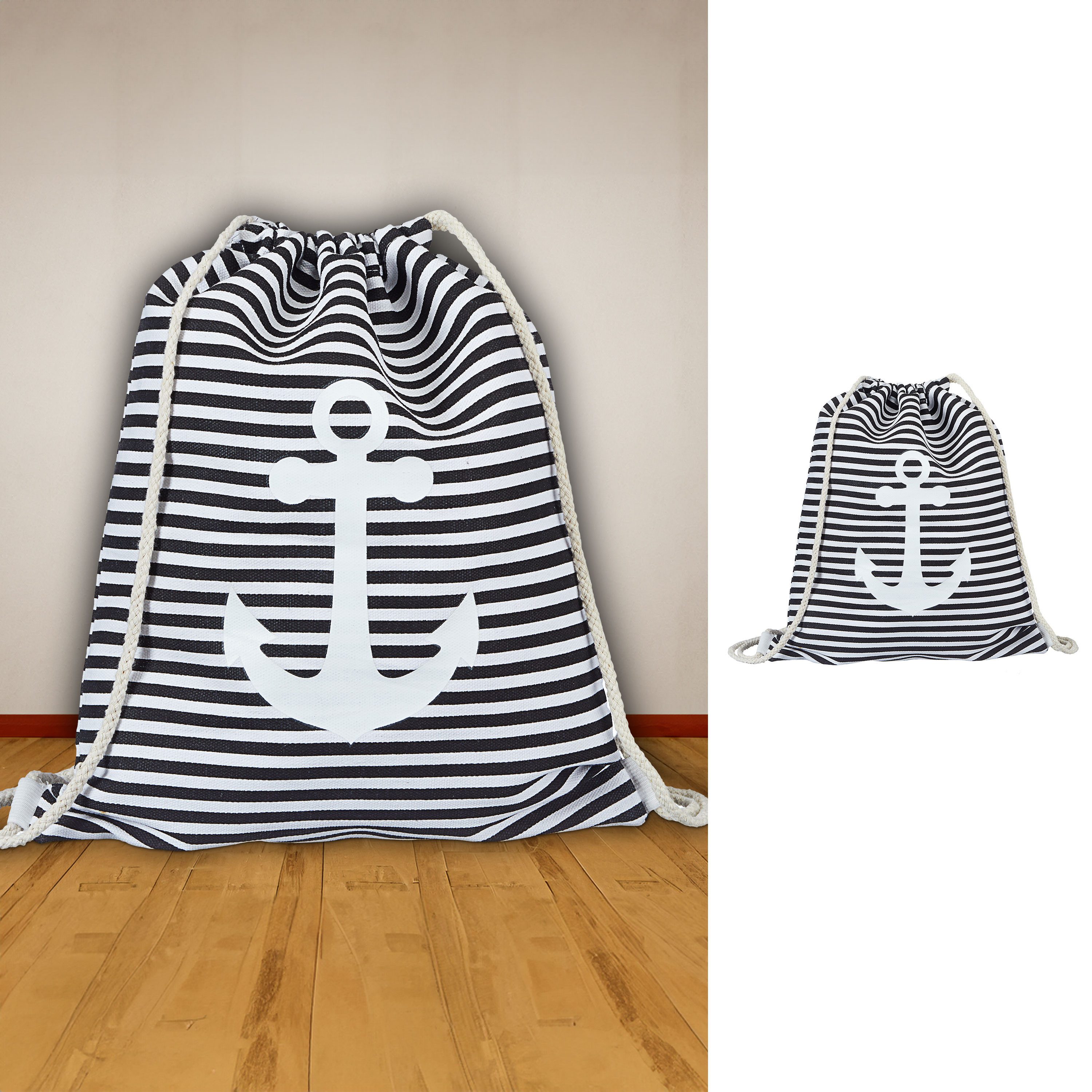 CEPEWA Turnbeutel Matchbeutel Anker maritim schwarz günstig online kaufen