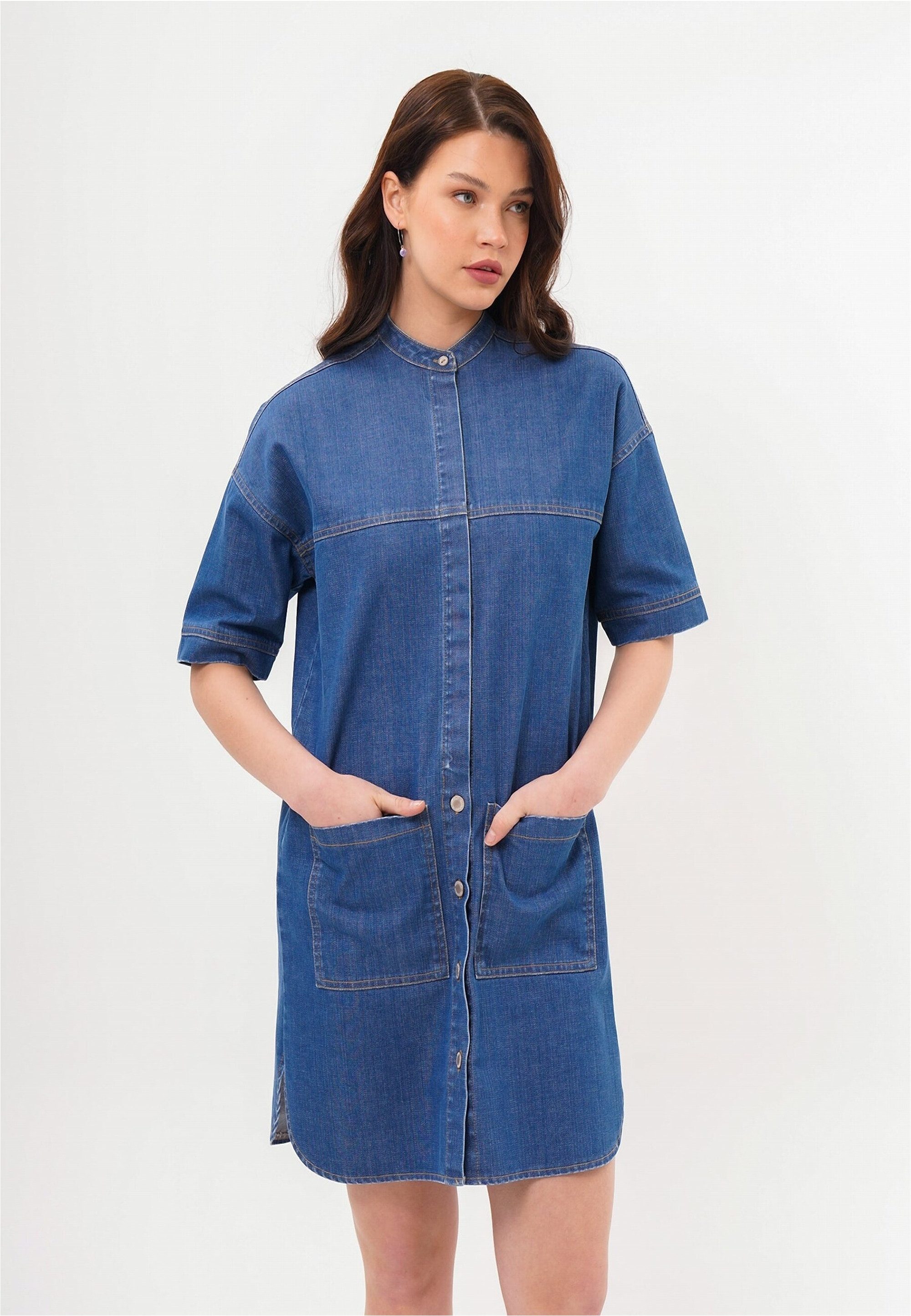 freshlions Jeanskleid Josy (1-tlg) mit durchgehender Knopfleiste günstig online kaufen