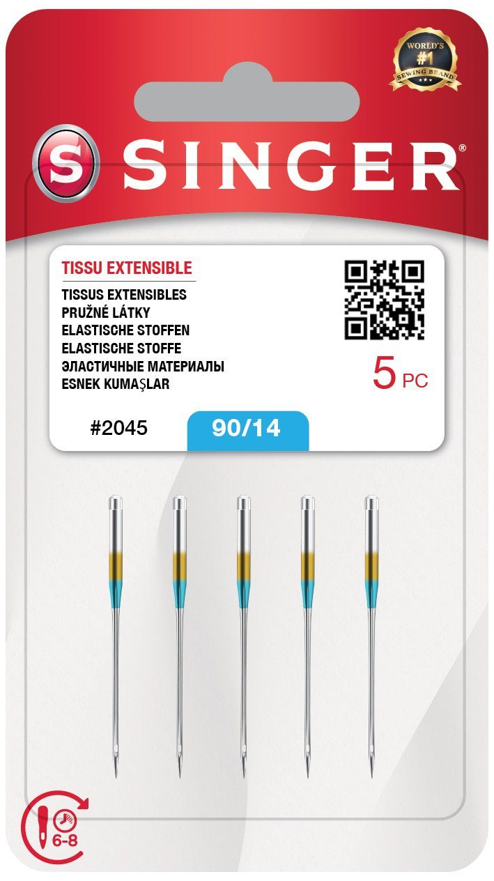 Singer Nähmaschine Nähmaschinennadel Jerseynadel 2045 Sortiment 5 Nadeln Stärke 90/14