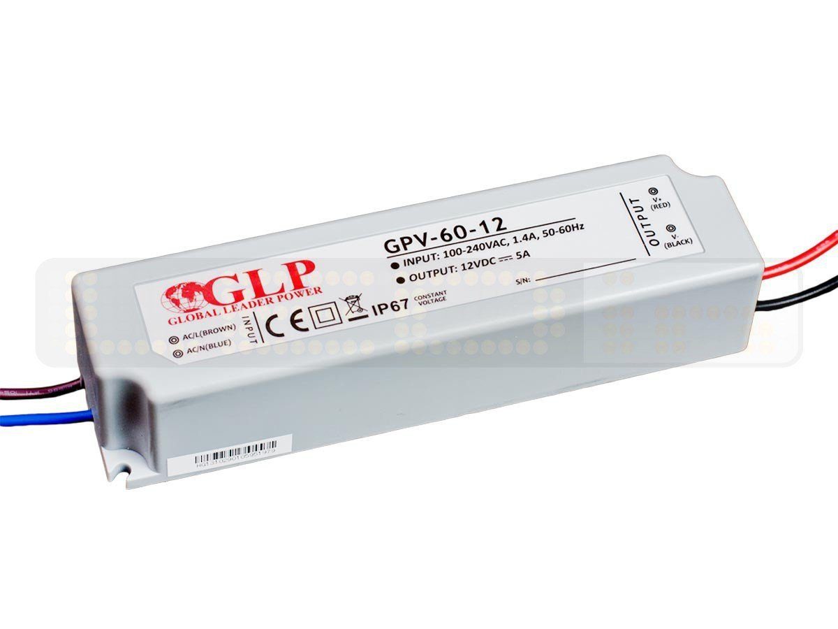 Trafo 60W 5A 12V Netzteil IP67 Wasserdicht Transformator Treiber LED Trafo
