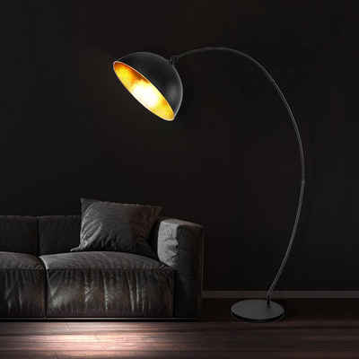 Globo LED Bogenlampe, Bogen Steh Leuchte schwarz matt Blatt Gold Design Wohn Zimmer Stand Lampe verstellbar Globo 58486