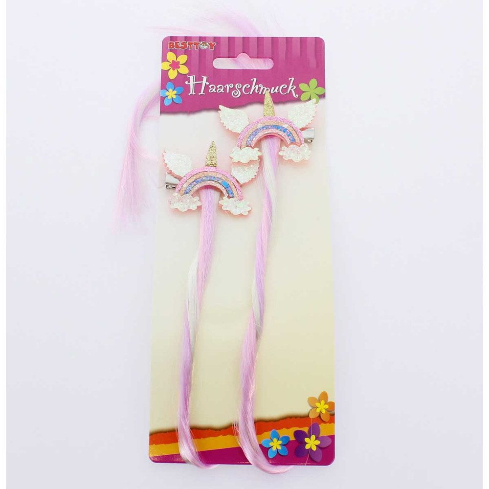 Spielzeug-Frisierkoffer Besttoy - Haarschmuck Set - 2 Kunsthaarsträhnen - Einhorn
