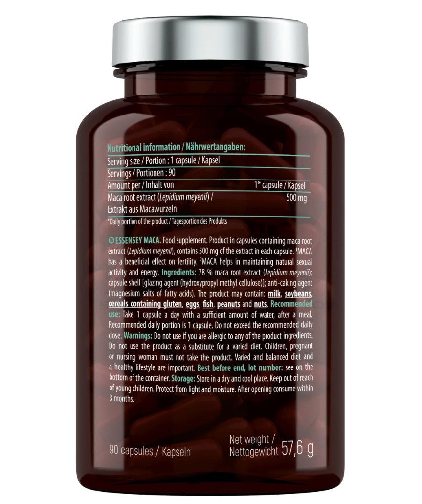 essensey Essensey® MACA 500mg 90 Caps Kapseln Kapseln, 1 er Packung à 90 St., 56,7 g, MACA