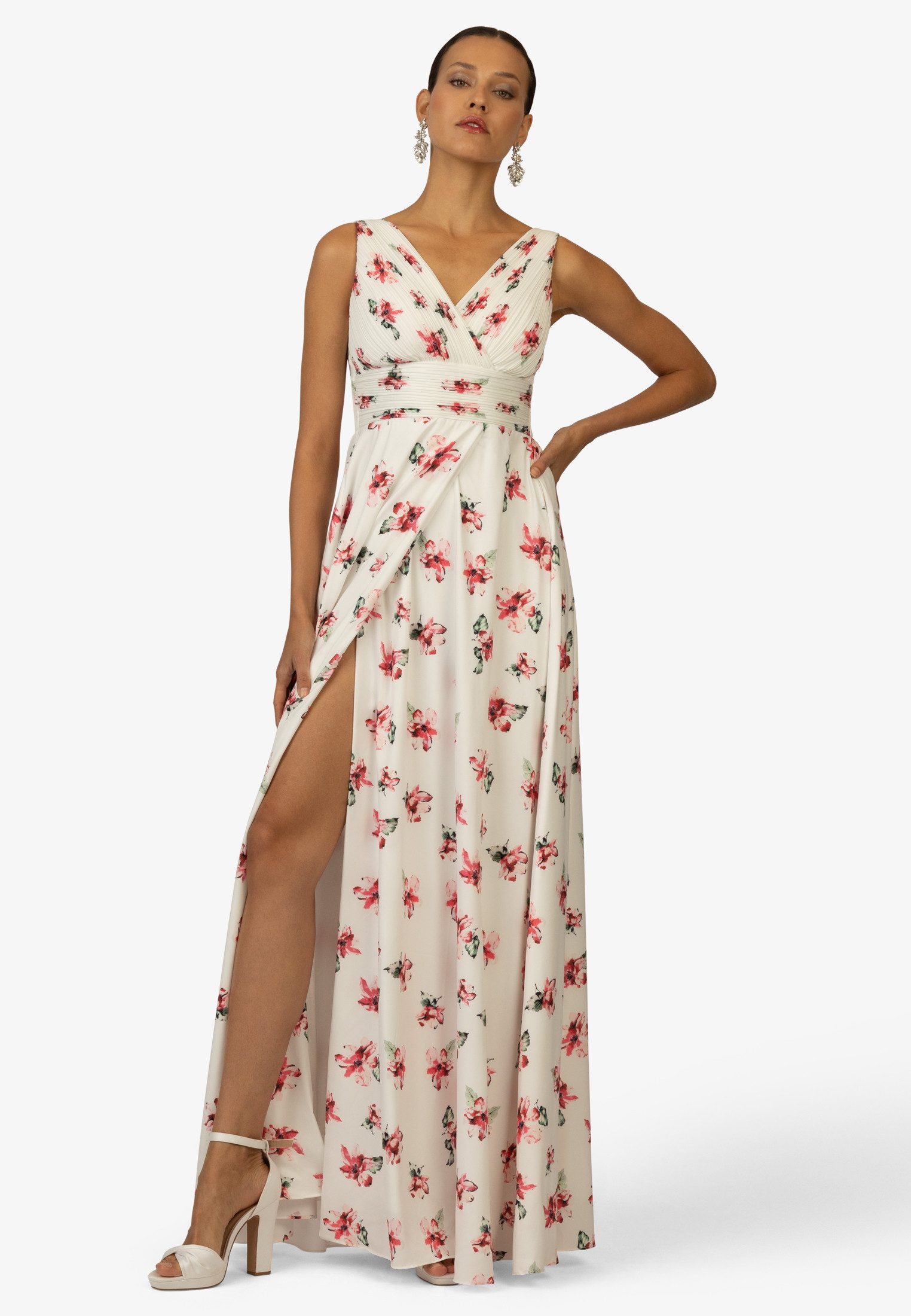 Kraimod Abendkleid mit Raffung und Blumenprint