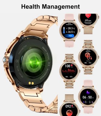 Lige Smartwatch (1,32 Zoll, Android iOS), Damen mit Telefonfunktion 20 Sportmodi Armbanduhr Pulsuhr Fitnessuhr