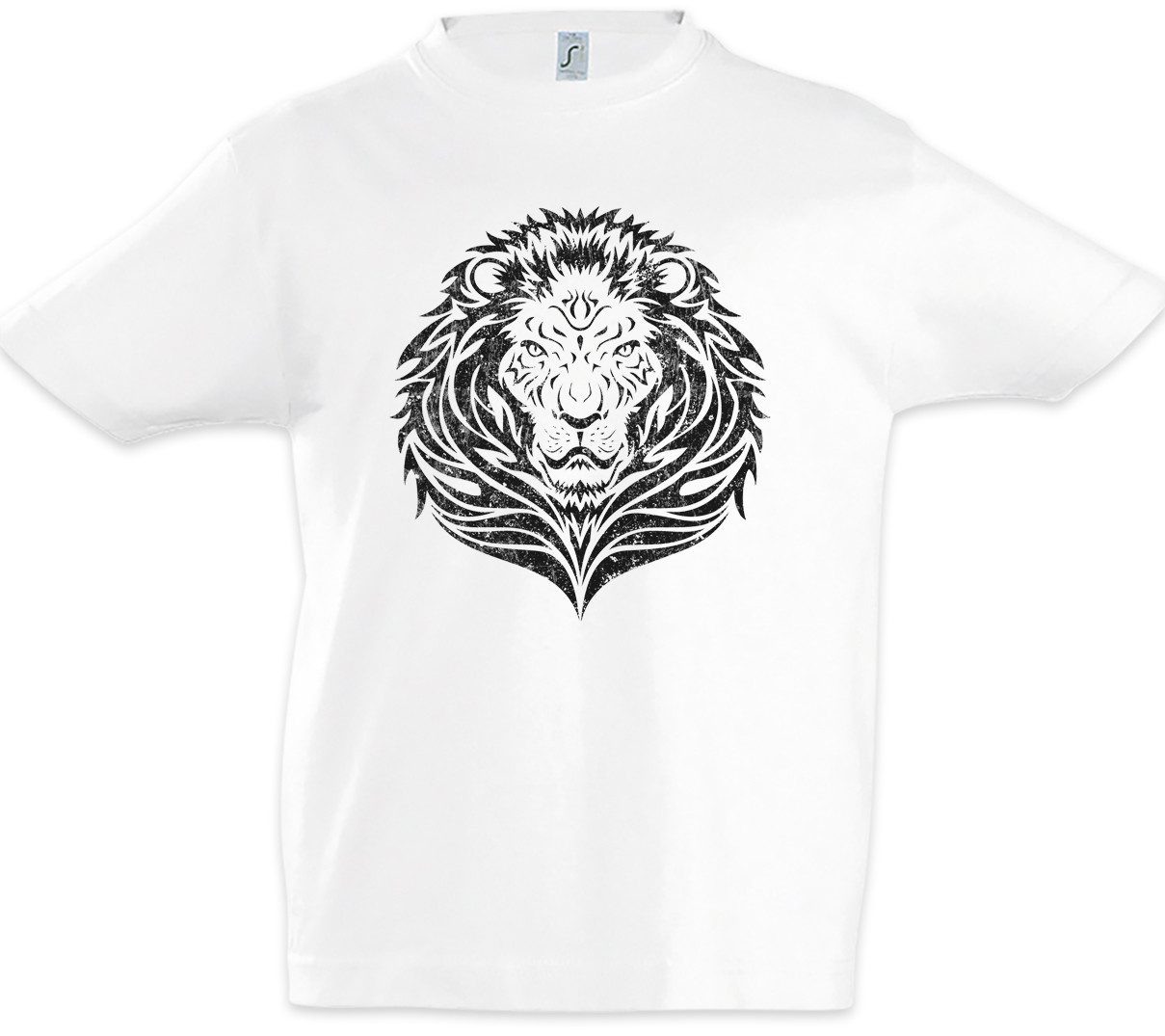 Print-Shirt Tribal Lion Kinder T-Shirt Oldschool Flash Tattoo Art Löwe Stamm