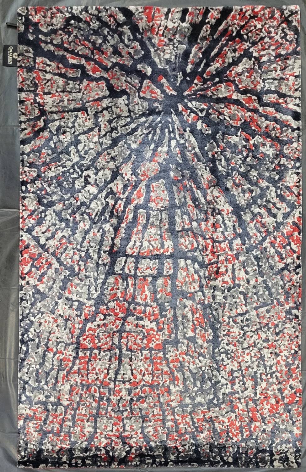 Rug Studios Teppich NEBULA MODERN, Rechteckig, Höhe: 0 mm, Handgeknüpft, 170 x 245 cm, Schwarz-Rot