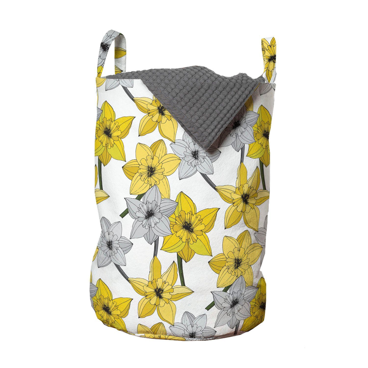 Abakuhaus Wäschesäckchen Wäschekorb mit Griffen Kordelzugverschluss für Waschsalons, Blumen Blühende Narzissen Blumen