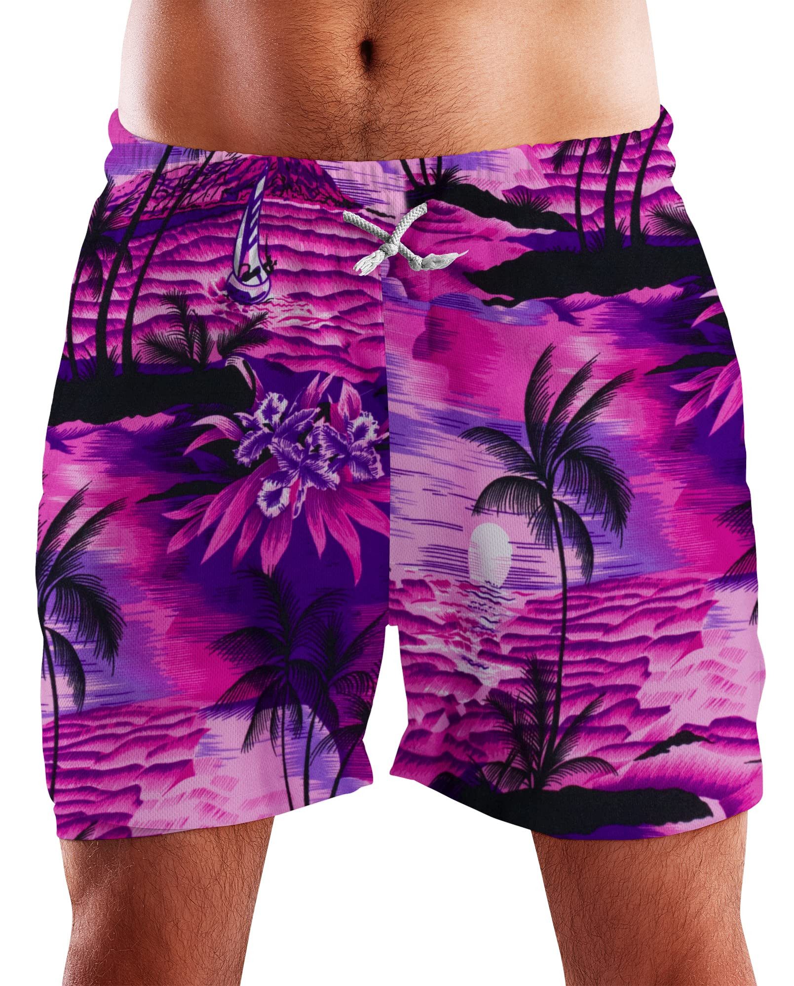 King Kameha Badeshorts Surf Funky Hawaii Bade-Shorts Mesh-Einsatz Verschluss Kordelzug Mit integriertem Mesh-Innenslip für extra Komfort