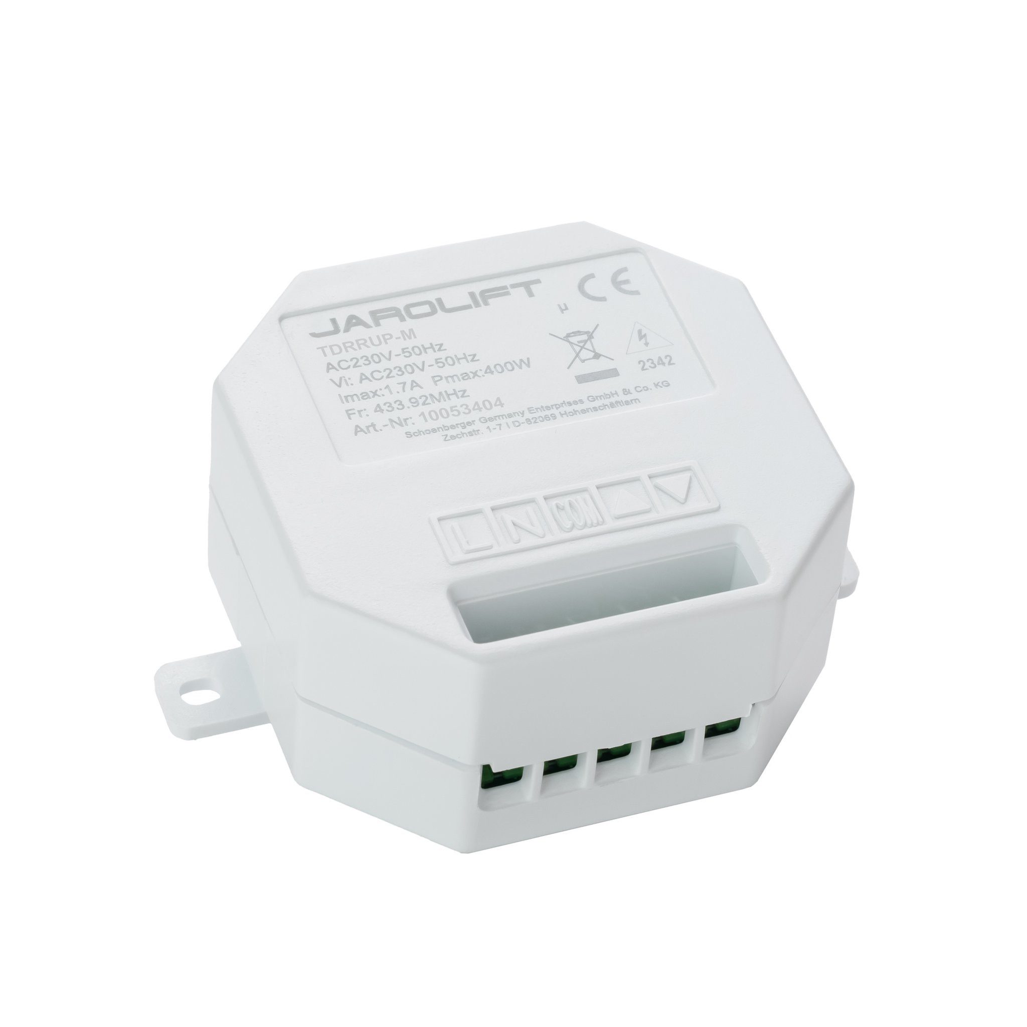 jarolift Rollladen-Funksteuerung Funkempfänger für Markisenmotoren TDRRUP-M, 1-Kanal, Unterputz, für Rollläden & Markisen, 1-tlg., 1 Stück, Relaislaufzeit 240 Sekunden, geringer Standbyverbrauch