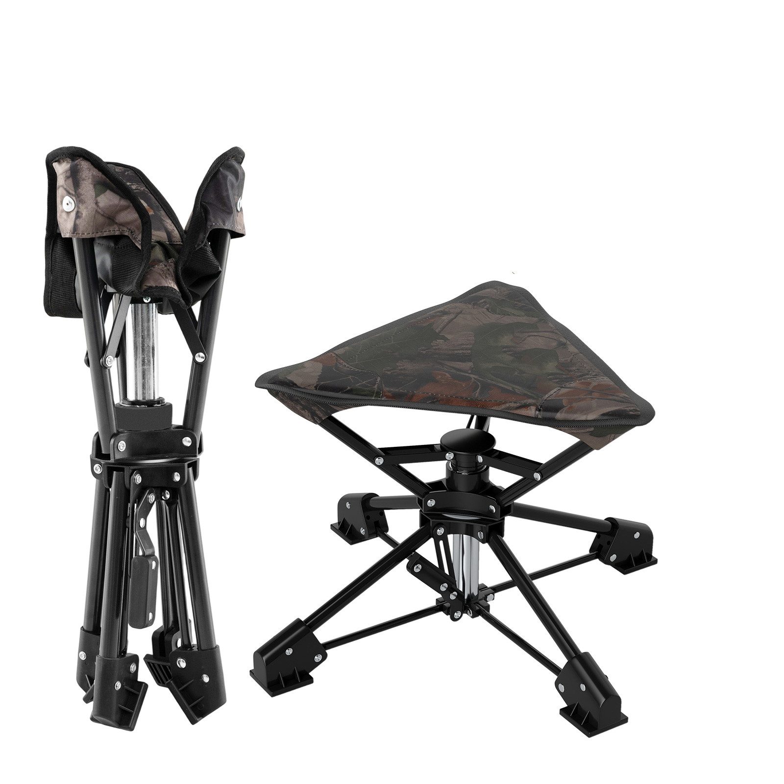 KOMFOTTEU Campingstuhl, 360° drehbarer Klapphocker mit Oxford-Sitz & Metallrahmen