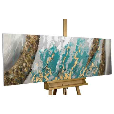 KUNSTLOFT Gemälde Glacial Shore 150x50 cm, Leinwandbild 100% HANDGEMALT Wandbild Wohnzimmer