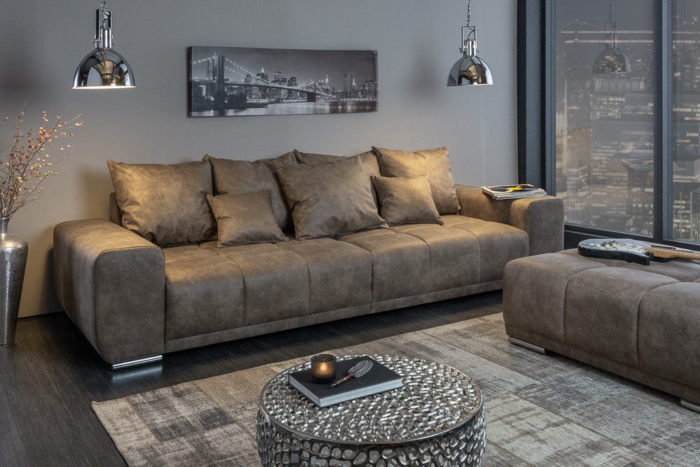 riess-ambiente Big-Sofa ELEGANCIA 285cm taupe, Einzelartikel 1 Teile, XXL Couch · Microfaser · mit Federkern · inkl. Kissen · Design