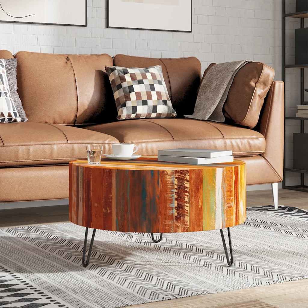 vidaXL Couchtisch vidaXL Couchtisch Altholz Massiv Rund