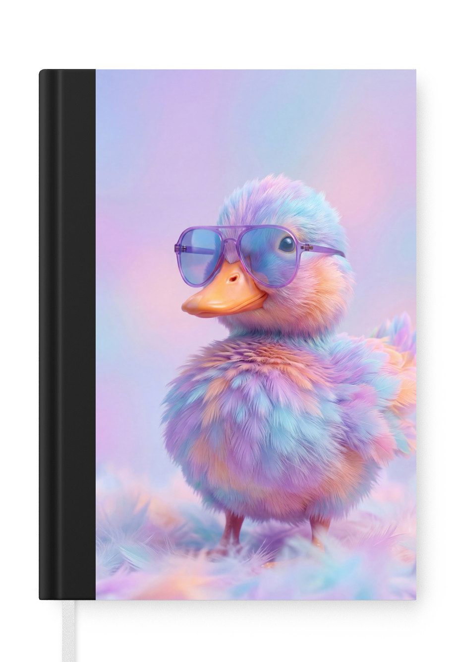 MuchoWow Notizbuch Ente - Brille - Pastell, Notebook, Notizblock a5, Tagebuch, Journal Liniert
