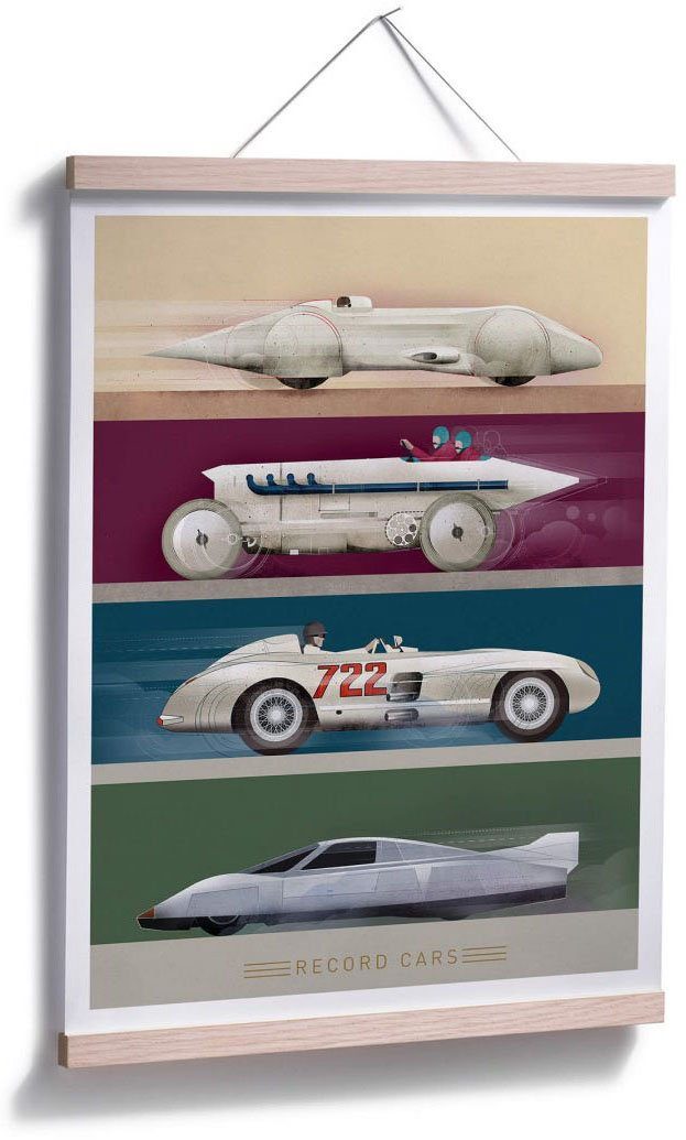 Wall-Art Poster Vintage Auto Retro St), Rennwagen, Poster, (1 Bild, Wandposter Autos Wandbild