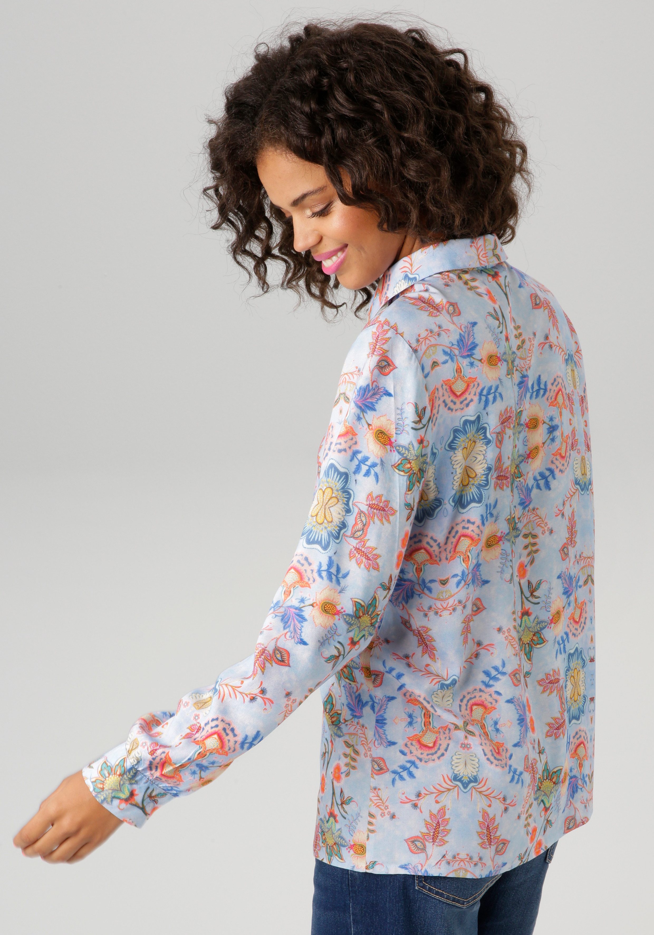 Aniston CASUAL Hemdbluse mit fantasievollen Blumendruck - jedes Teil ein Un günstig online kaufen