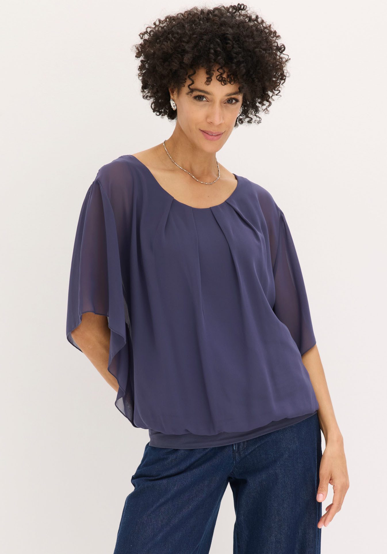 bonprix Chiffonbluse Oversize-Passform, für festliche Anlässe, mit elastischem Bund