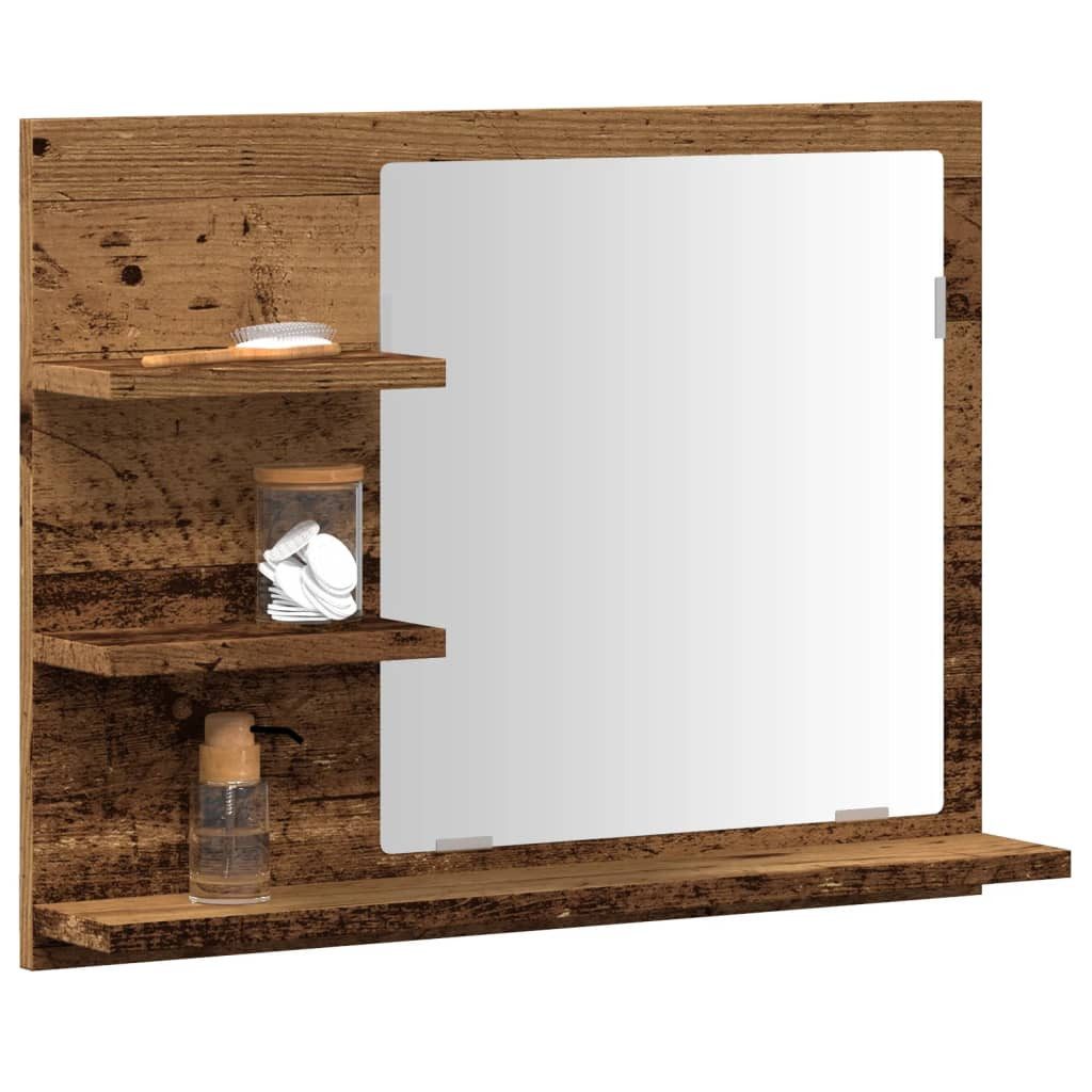 vidaXL Зеркало Badspiegel mit Ablagen Altholz-Optik 60x10,5x45 cm