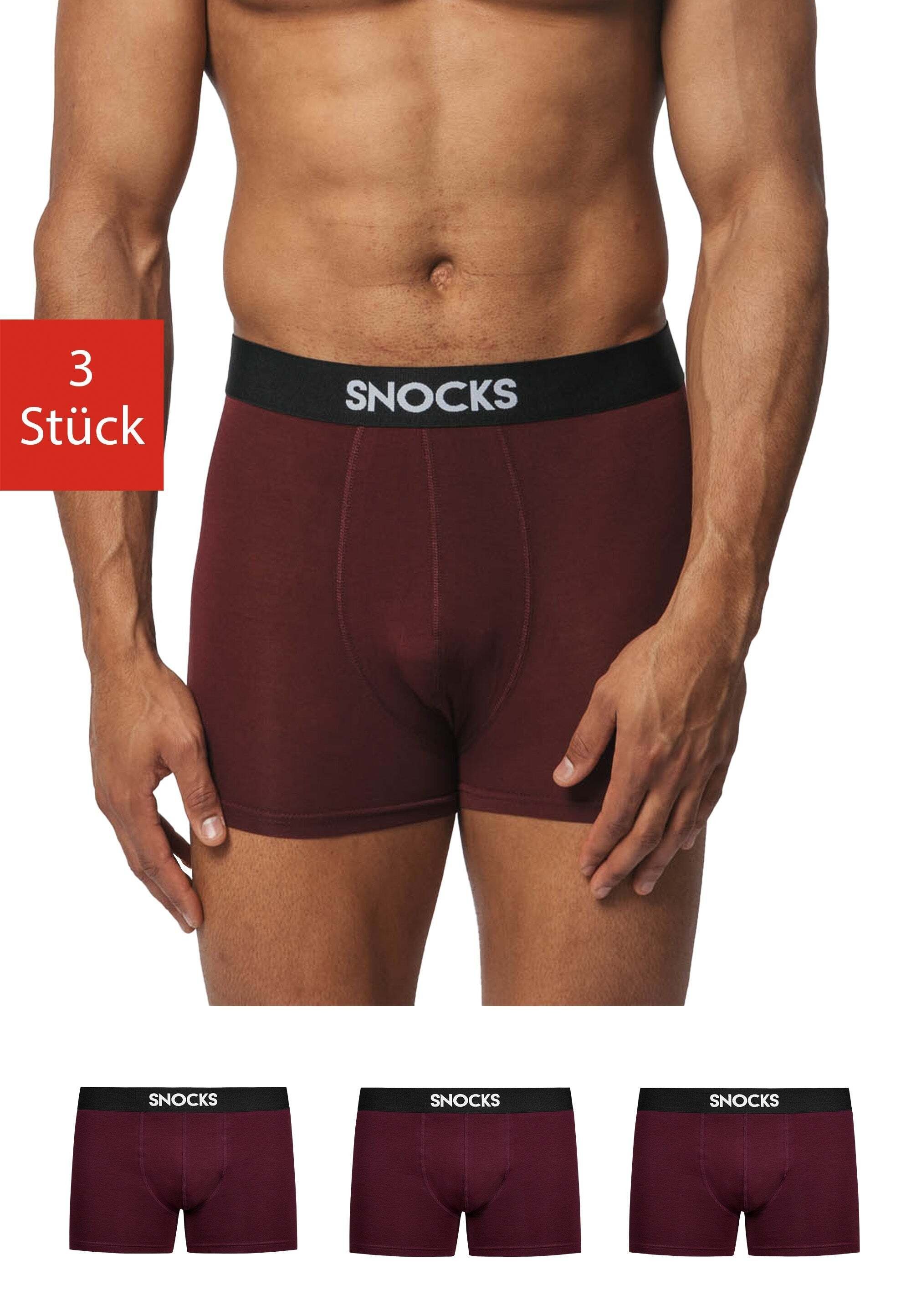 SNOCKS Boxershorts (3-St) aus 95% Lenzing Modal, besonders weich und angenehm zu tragen Rot