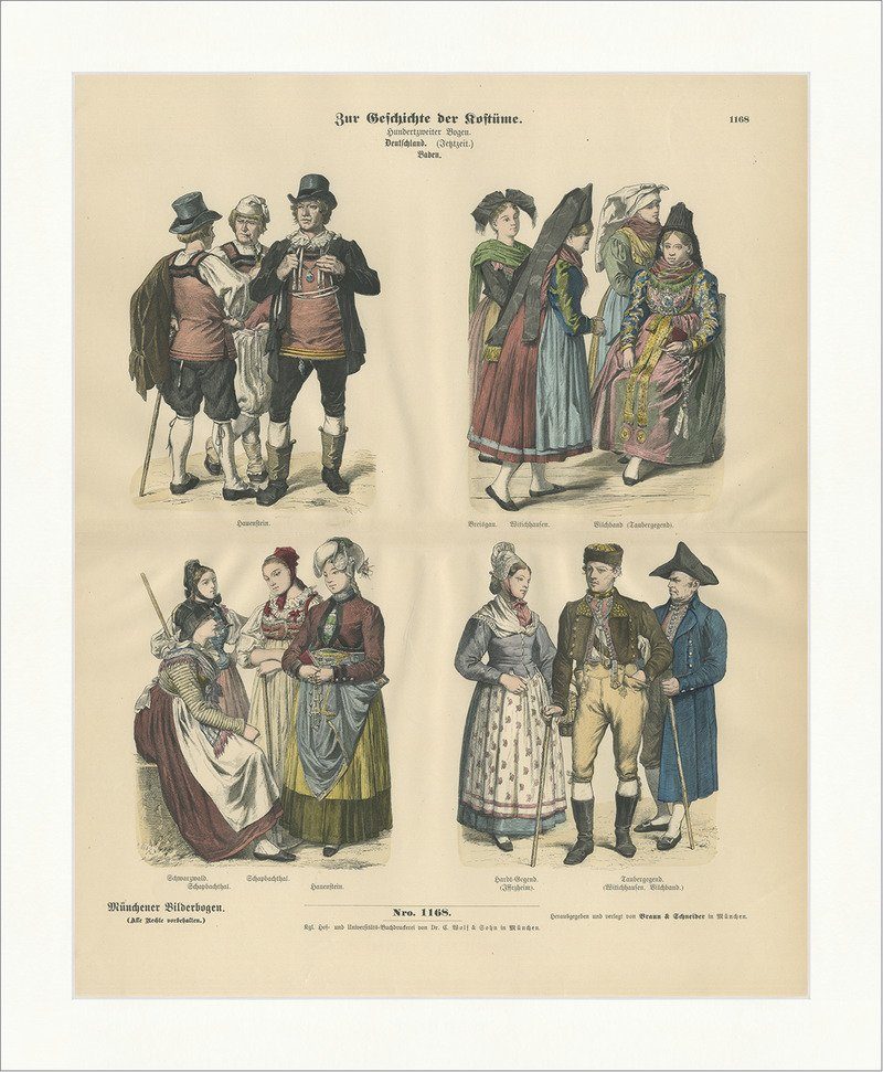 ᐅ Kunstdruck Zur Geschichte der Kostüme CII Deutschland Holzstich