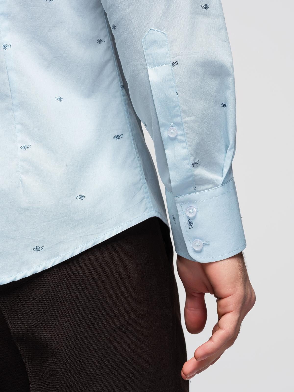 OMBRE Langarmhemd Herrenhemd Slim Fit aus Baumwolle mit Allover-Print