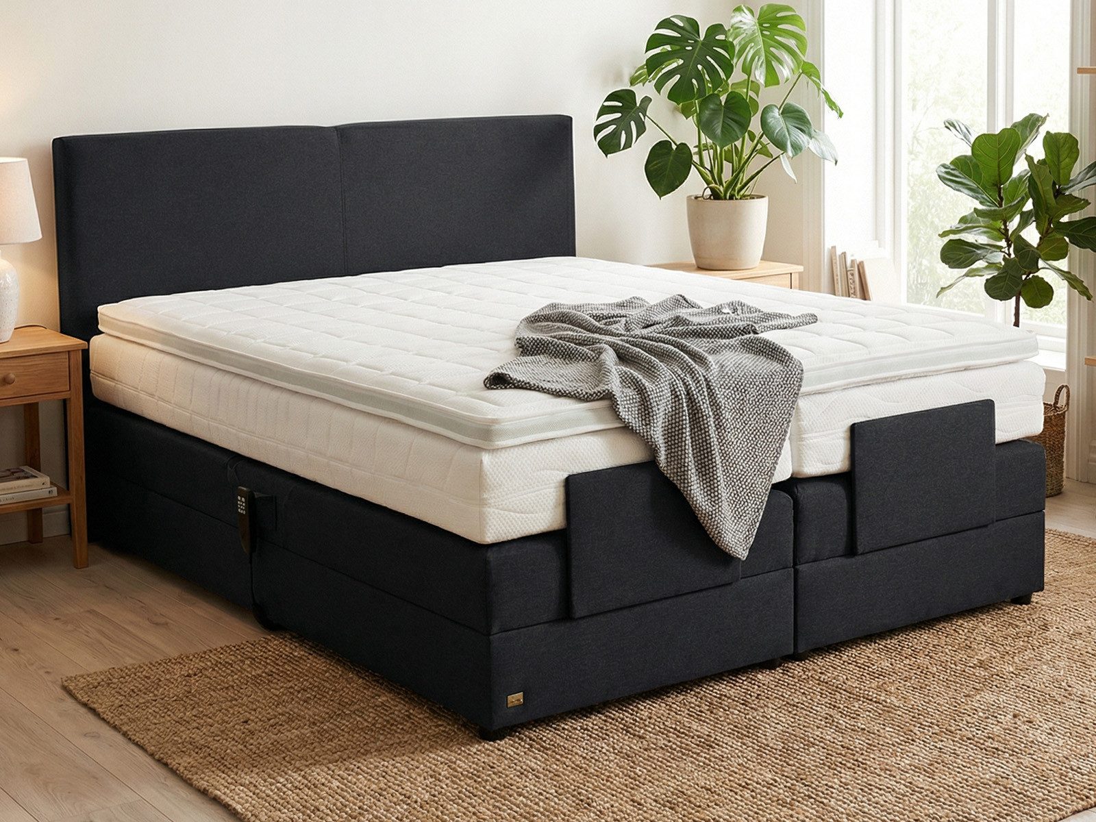 PAARA Boxspringbett Montana elektrisch verstellbar mit Motor alles, inkl. Matratze und Topper, mit einzigartigem Belüftungssystem