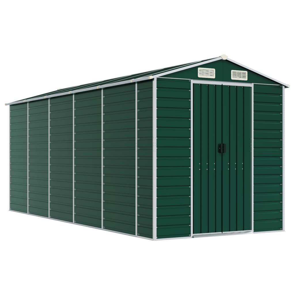 vidaXL Gartenhaus Gerätehaus Grün 191x470x198 cm Verzinkter Stahl