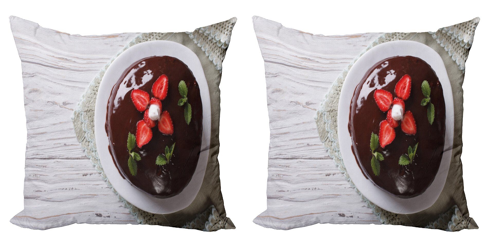Chocolate Modern Cake Foto Stück), Doppelseitiger Dessert Digitaldruck, (2 Accent Abakuhaus Kissenbezüge