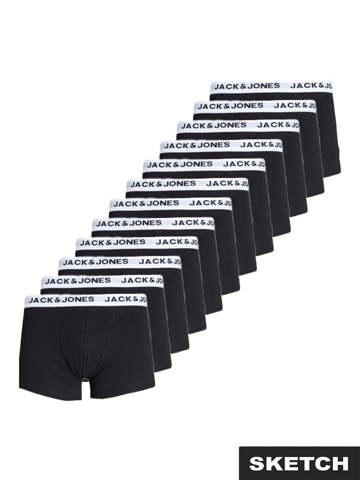Jack & Jones Trunk JACSOLID Stretchkomfort, elastisch, bequem mit sportlichem Look (Packung, 12-St) bedruckt, modisch, eng anliegend, Baumwollmischung, Bündchen