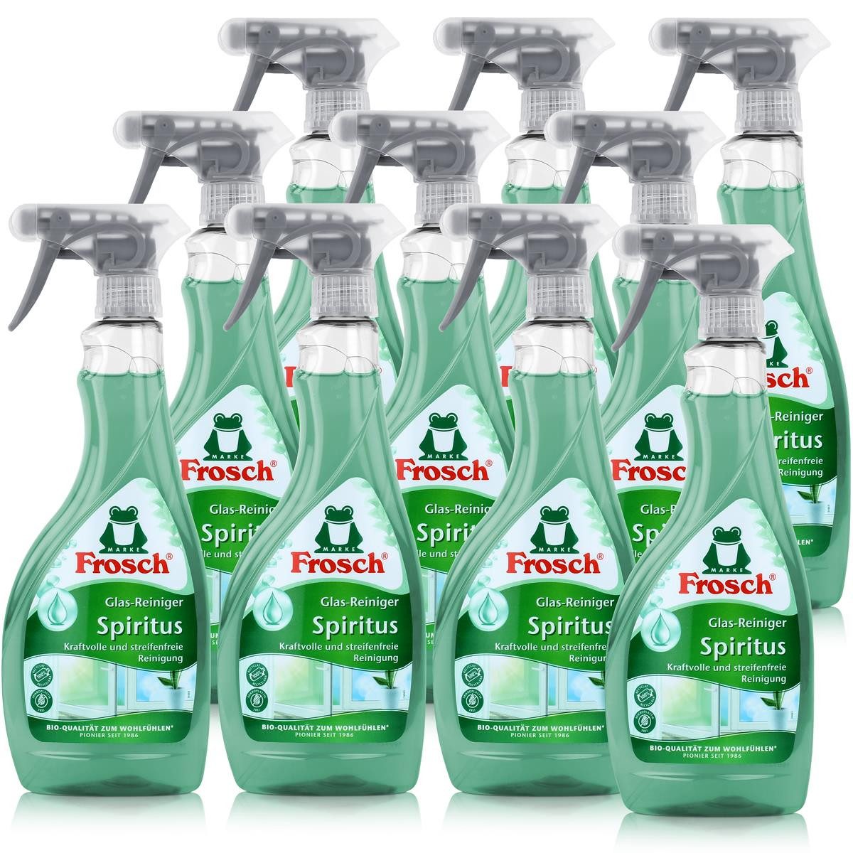 10x Frosch Spiritus Glas-Reiniger Sprühflasche 500 ml Glasreiniger