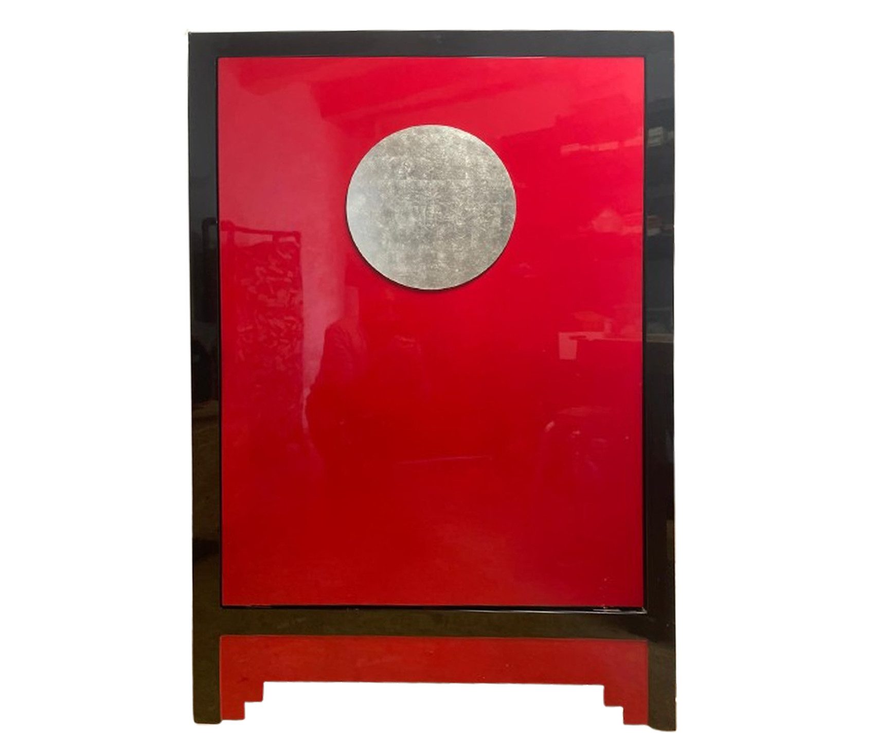 OPIUM OUTLET Barschrank Asia Weinschrank Weinbar Hausbar Barschrank (BxTxH = 100 x 50 x 150 cm, asiatisch chinesisch orientalisch komplett montiert) Kommode Schrank Möbel schwarz-rot mit Drehtüre