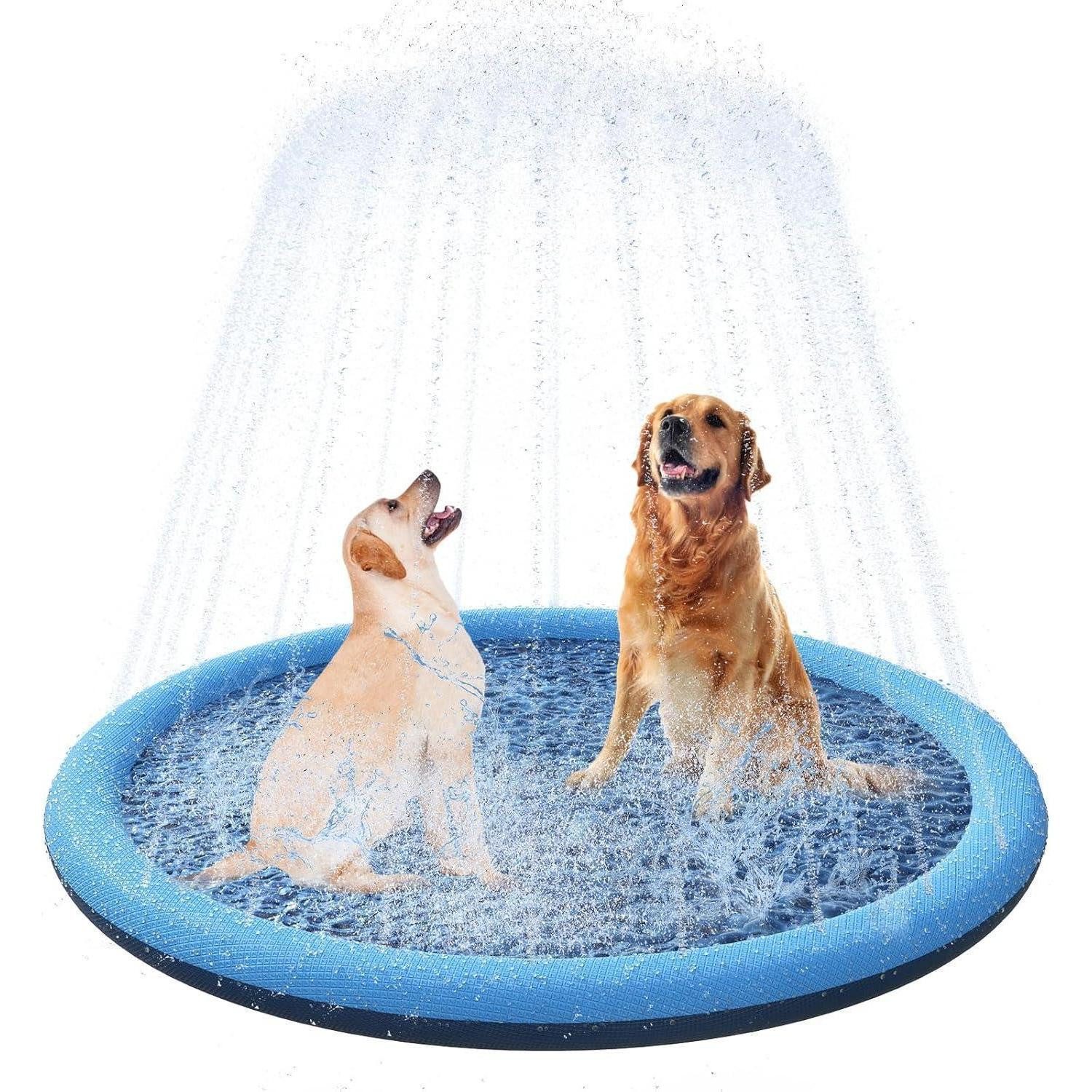 Hunde-Halsband Hundepool Planschbecken Faltbar Anti Rutsch Matte Langlebig 150CM Blau