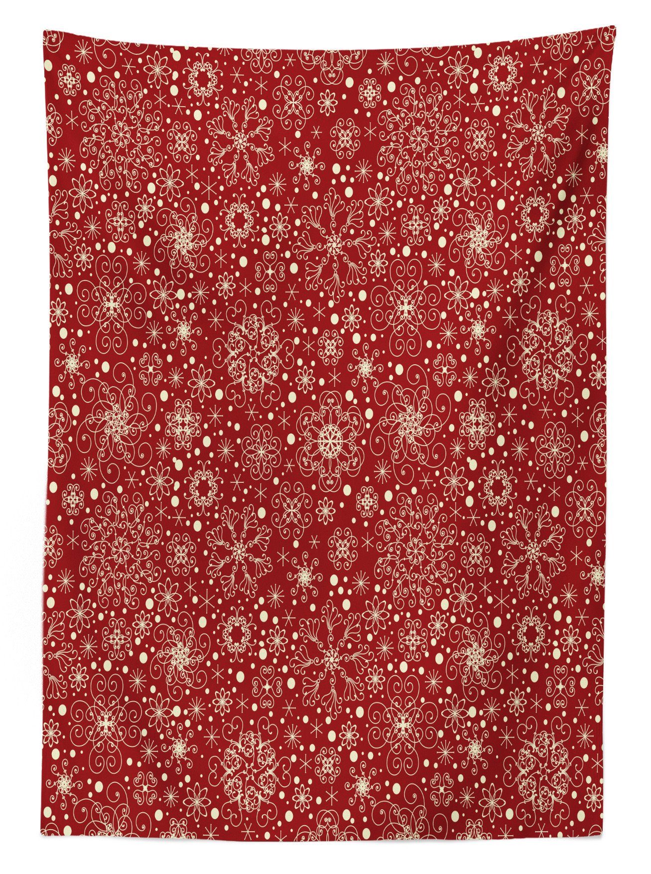 Abakuhaus Tischdecke Farbfest Waschbar Für rot geeignet Farben, den Außen Schneeflocken Stil Klare Filigree Bereich