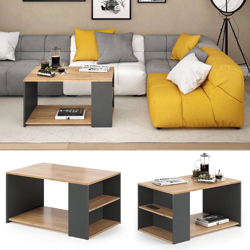 Vicco Couchtisch Dario, Anthrazit/Sandeiche, 90 x 59 cm, Drehbar günstig online kaufen