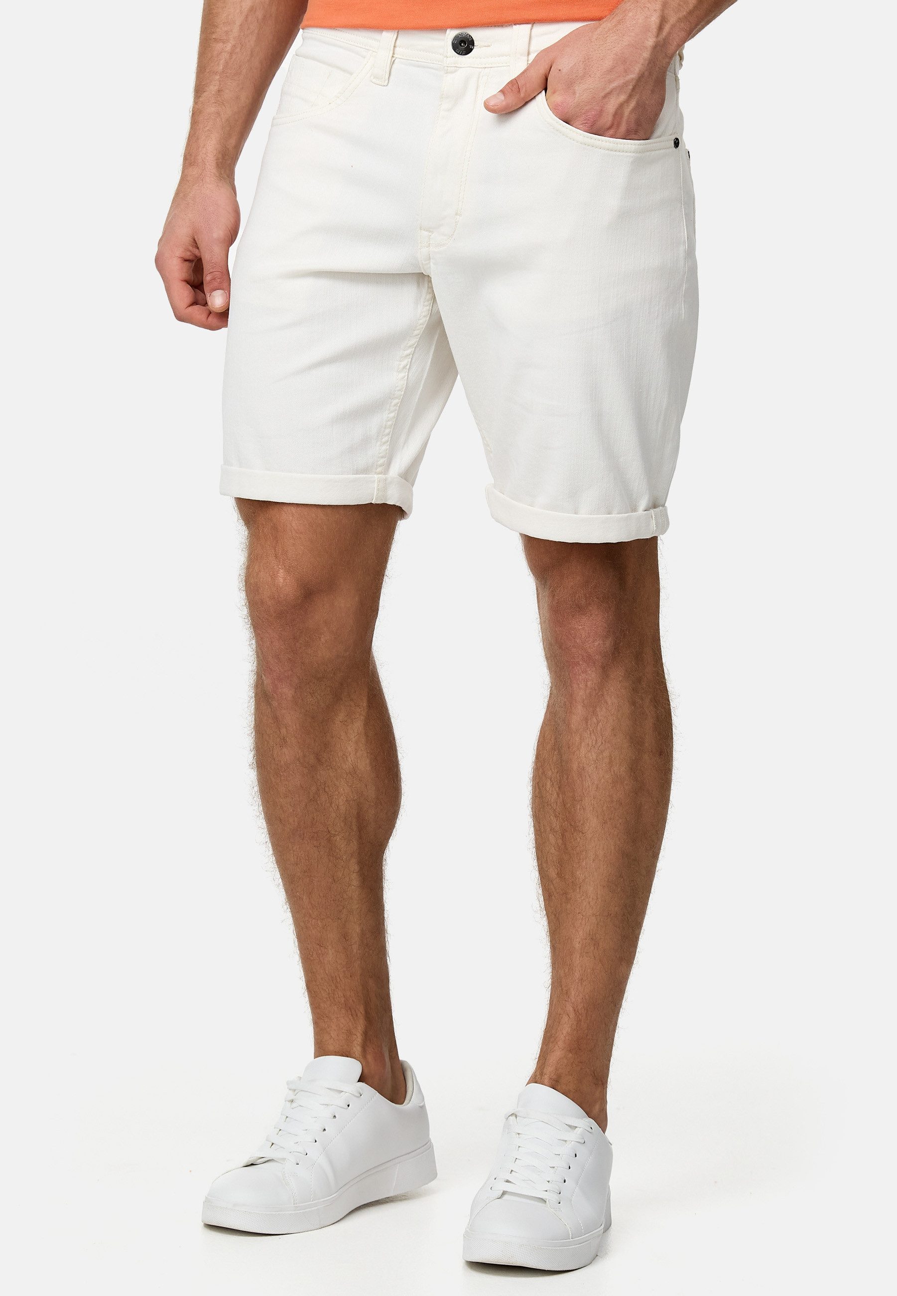 Indicode Jeansshorts Herren Page Jeans Shorts Herrenshorts 5-Pocket-Shorts aus Stretch Denim
