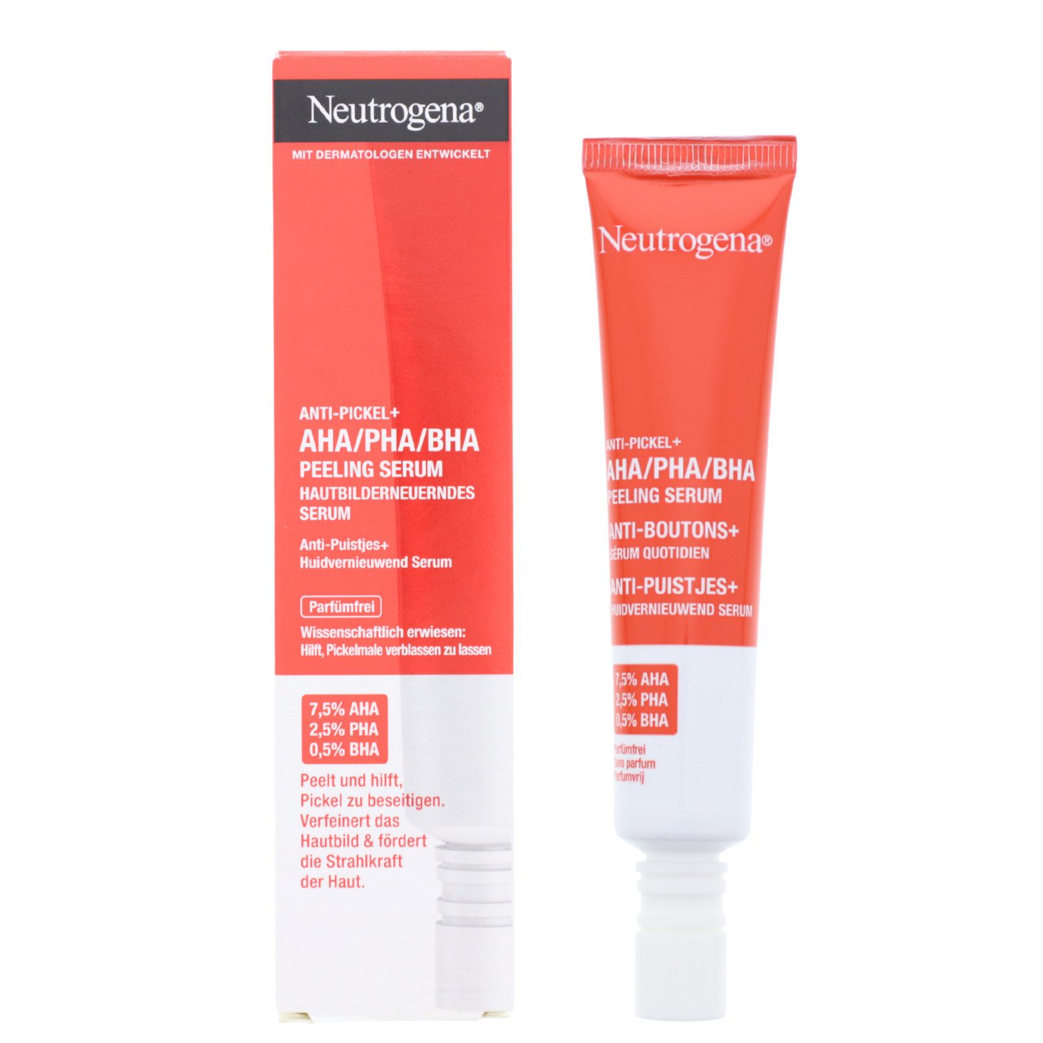 Neutrogena Gesichtspeeling Neutrogena Anti-Pickel+ Peeling Serum 30ml Parfumfrei Mit AHA PHA BHA