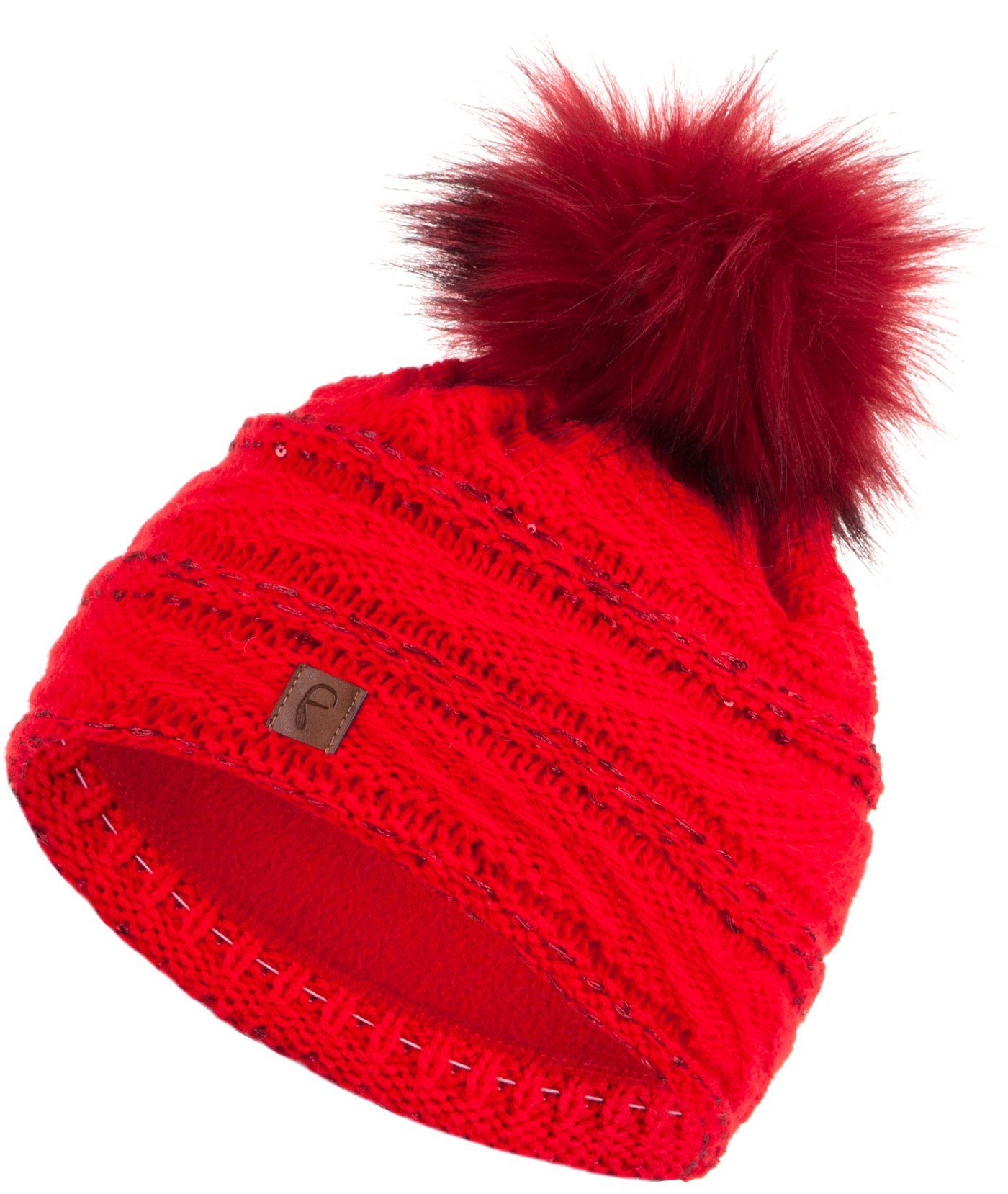 Faera Bommelmütze Wintermütze Damen Herren Mütze Beanie Haube gefüttert Bommelmütze 14