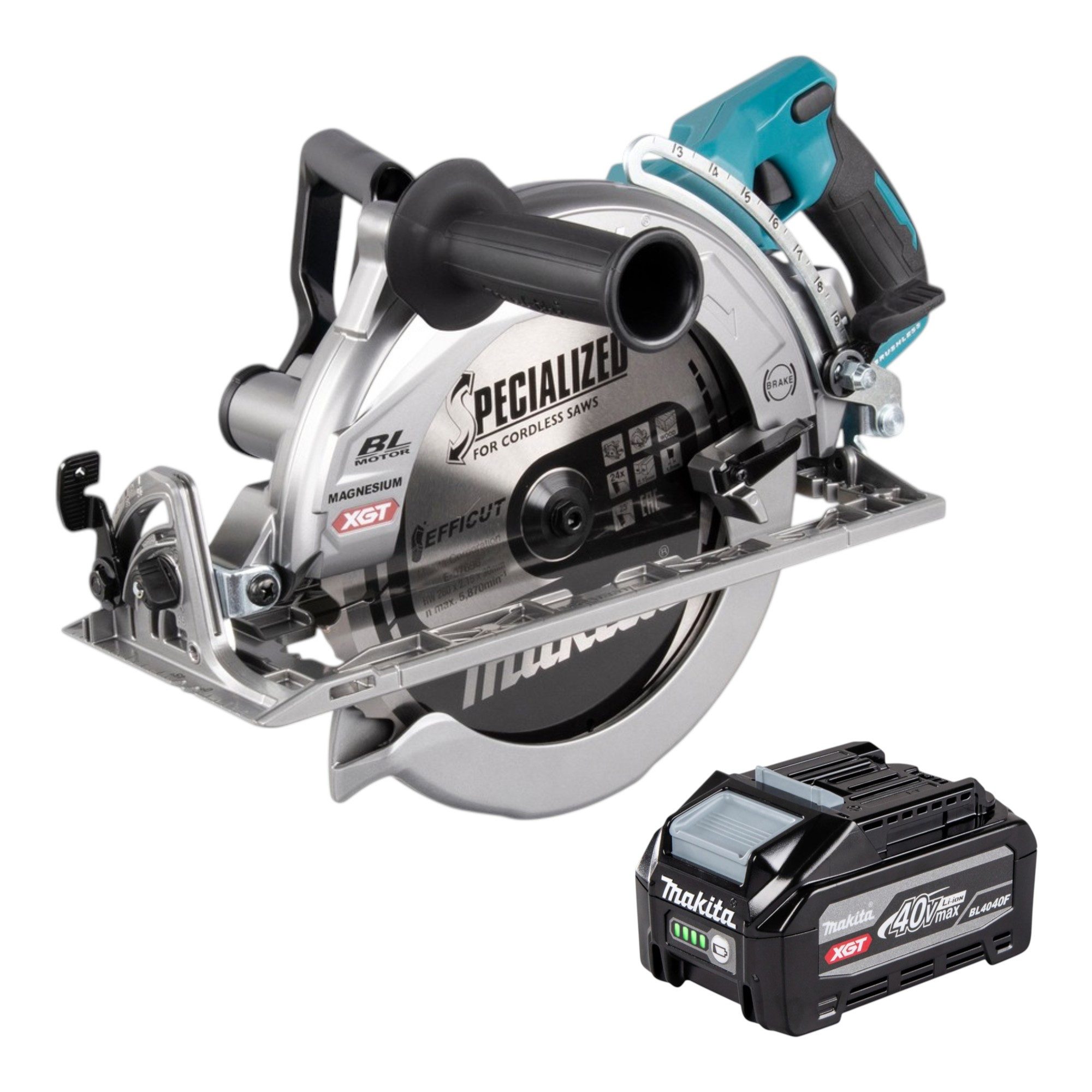 Makita Akku-Handkreissäge RS 002 GU1 40 V max. 260 mm Brushless + 1x Akku 4,0 Ah