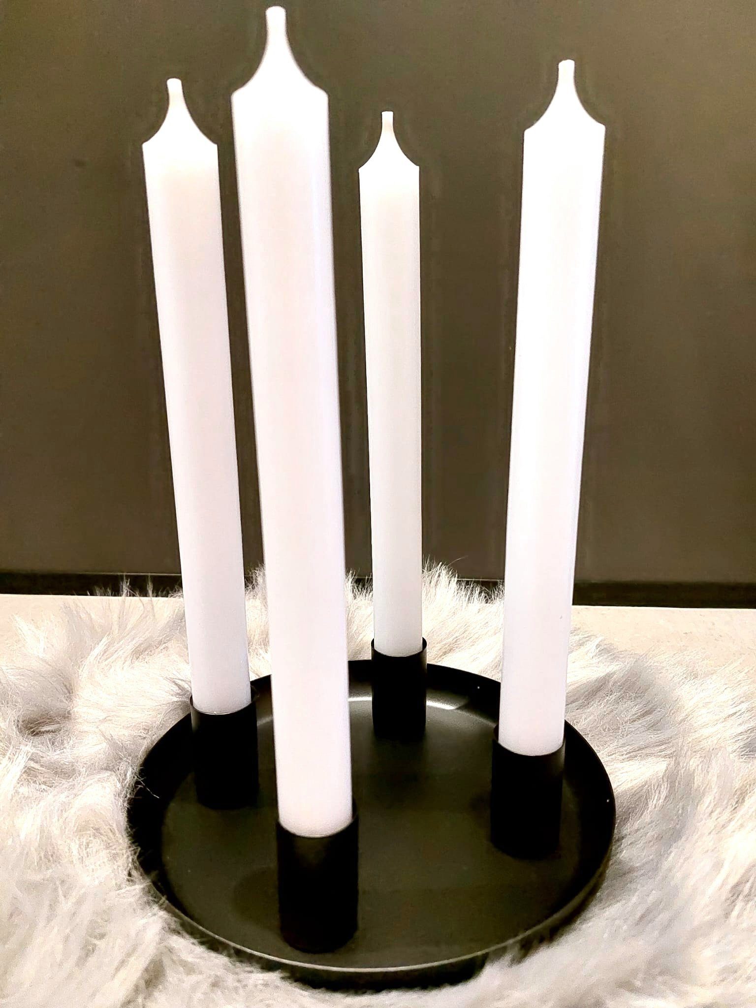 Kerze matt x weiss Kerzenständer schwarz Kerzentablett mit Vosteen Kerzenschale 4
